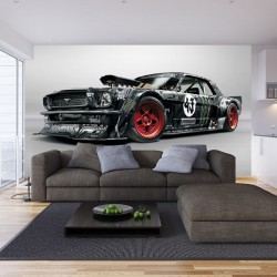 Wallpapers mural black sport car mustang