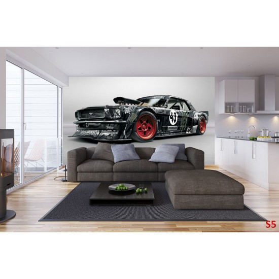 Wallpapers mural black sport car mustang Wallpapers mural black sport car mustang