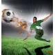Photo mural football player with ball on dark gray background