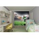 Photo mural football player with ball on dark gray background