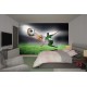 Photo mural football player with ball on dark gray background