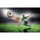 Photo mural football player with ball on dark gray background