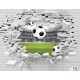 Photo mural broken brick overlooking stadium and ball Photo mural broken brick overlooking stadium and ball