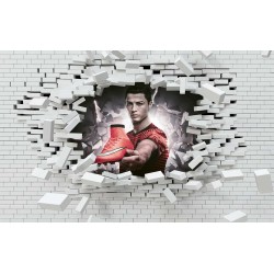 Photo wallpaper broken wall with Ronaldo