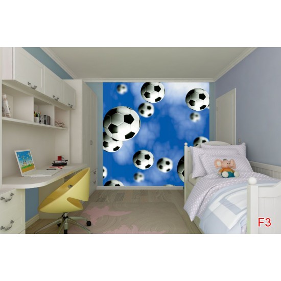 Wallpapers mural football balls in blue background Wallpapers mural football balls in blue background