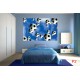 Wallpapers mural football balls in blue background Wallpapers mural football balls in blue background