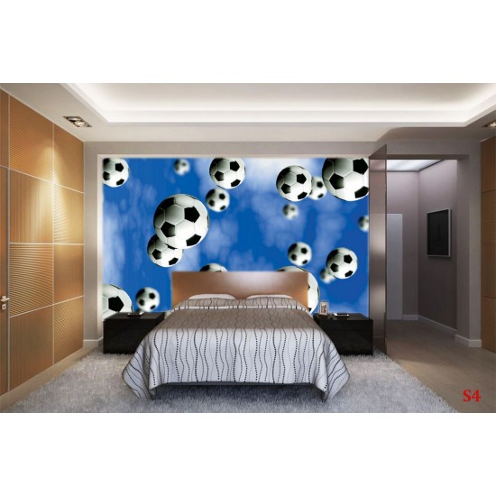 Wallpapers mural football balls in blue background Wallpapers mural football balls in blue background