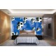 Wallpapers mural football balls in blue background Wallpapers mural football balls in blue background