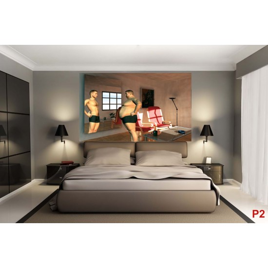 Wallpapers mural funny model man in front of a mirror