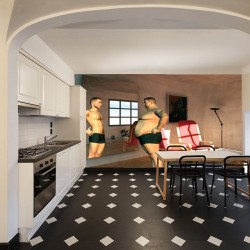 Wallpapers mural funny model man in front of a mirror