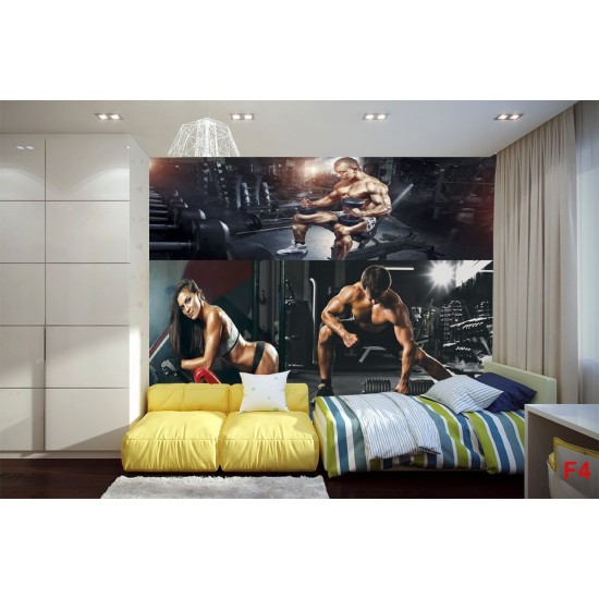 Wall murals model for fitness collage