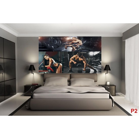Wall murals model for fitness collage