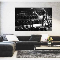 Wallpapers mural woman in the gym in front of a mirror