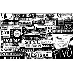 Wall murals Restaurant signs in black and white