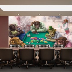 Wallpapers mural painted monkeys playing poker Wallpapers mural painted monkeys playing poker