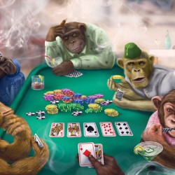 Wallpapers mural painted monkeys playing poker