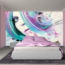 Wall murals art woman artistic model with butterflies