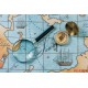 Wallpapers sea map with magnifying glass and compass