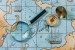 Wallpapers sea map with magnifying glass and compass