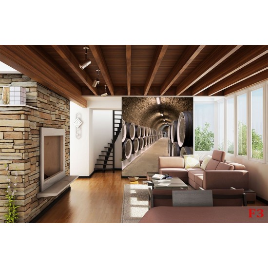 Wall mural wine cellar with wine barrels