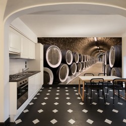Wall mural wine cellar with wine barrels
