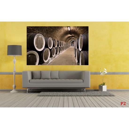 Wall mural wine cellar with wine barrels