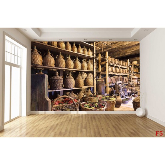 Wall mural Winery demijohns and baskets full of grapes