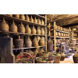 Wall mural Winery demijohns and baskets full of grapes