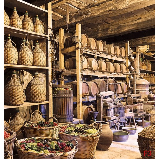 Wall mural Winery demijohns and baskets full of grapes