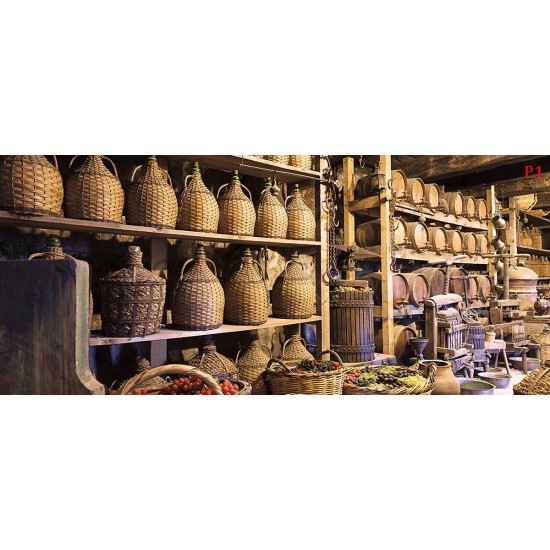 Wall mural Winery demijohns and baskets full of grapes