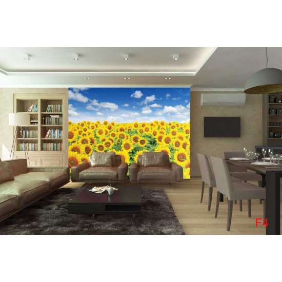Wall mural beautiful sunflowers field Wall mural beautiful sunflowers field