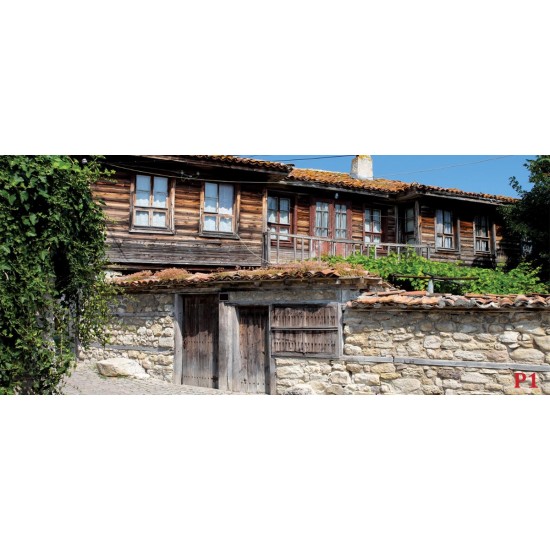 Wall mural old traditional Bulgarian house and street