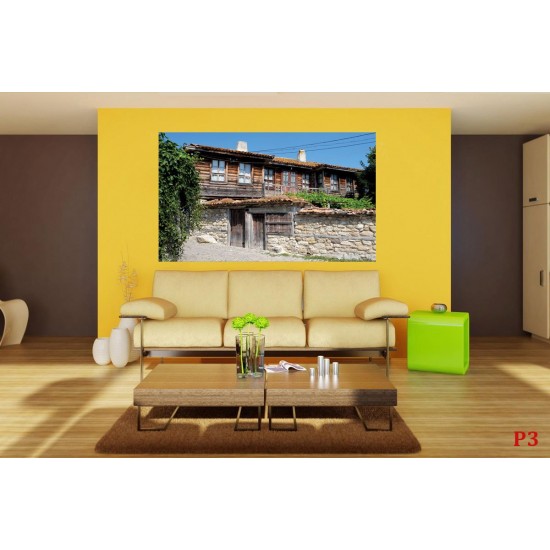 Wall mural old traditional Bulgarian house and street