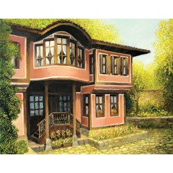 Wall mural painting of an old house in Plovdiv