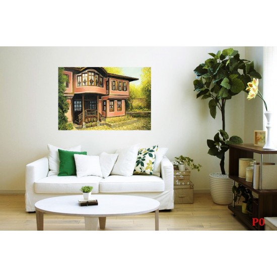 Wall mural painting of an old house in Plovdiv Wall mural painting of an old house in Plovdiv