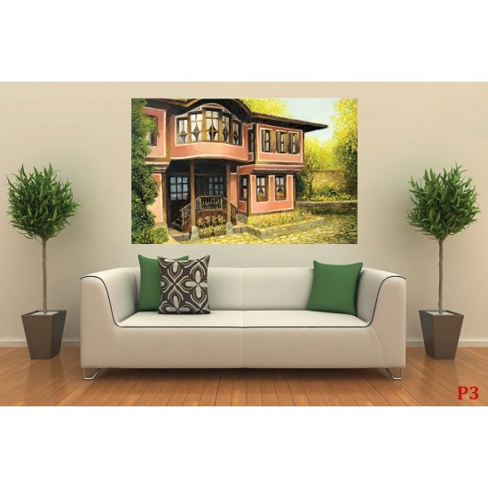 Wall mural painting of an old house in Plovdiv Wall mural painting of an old house in Plovdiv