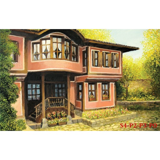 Wall mural painting of an old house in Plovdiv Wall mural painting of an old house in Plovdiv