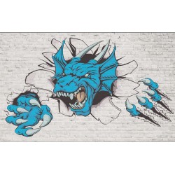 Wall murals brick wall with beast-monster in 2 colors
