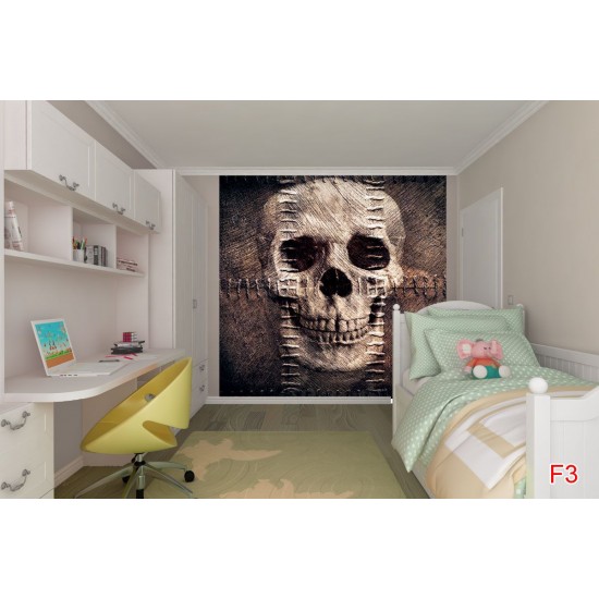 Wallpapers skull with textile stitches