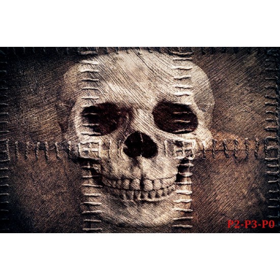 Wallpapers skull with textile stitches