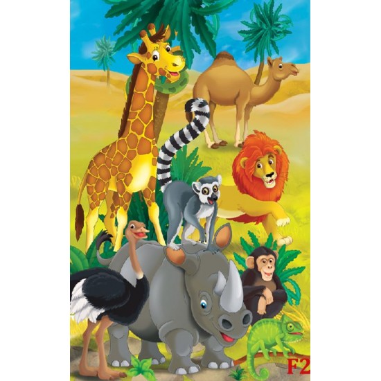 Photo mural children animals  African giraffe and other