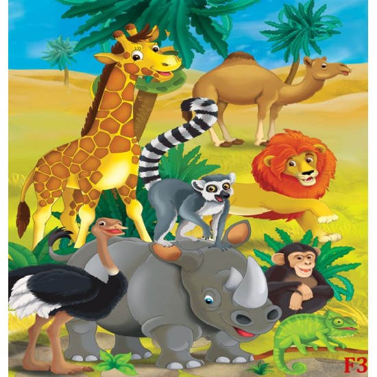 Photo mural children animals  African giraffe and other