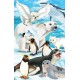 Photo mural Children with penguins and the white bear Photo mural Children with penguins and the white bear