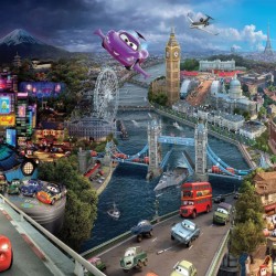 Wallpapers mural children's model with Cars collage
