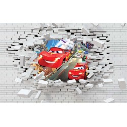 Photo mural McQueen car a broken-down wall in 2 colors