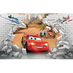 Photo mural McQueen cars broken brick wall