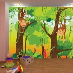Wallpapers mural monkeys in the jungle