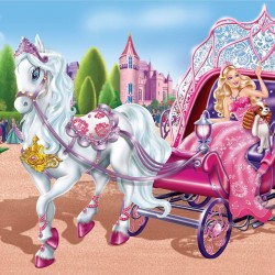 Wallpapers mural children's princess with carriage and puppy