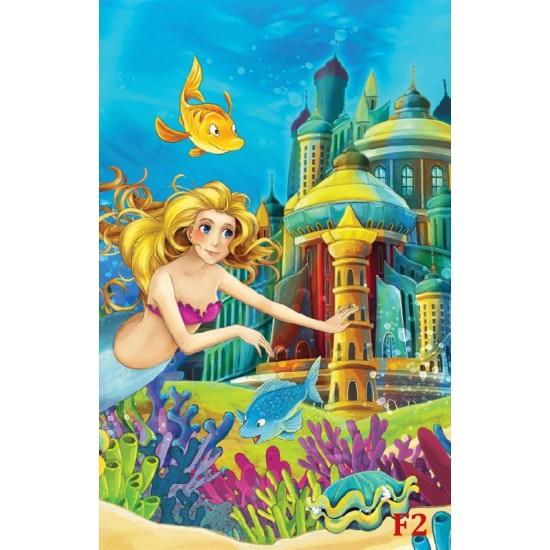 Photo mural the little mermaid and a castle Photo mural the little mermaid and a castle