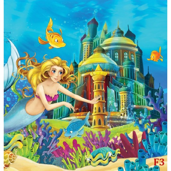 Photo mural the little mermaid and a castle Photo mural the little mermaid and a castle